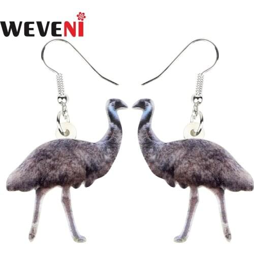 WEVENI Statement Acrylic Australian Emu Bird Ostrich Earrings Drop Dangle Wild Animal Jewelry For Women Girls Gift Charms 2019