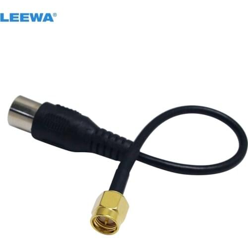 LEEWA 16.2cm Auto Connector SMA Male to IEC DVB-T TV PAL Female Plug Adapter RG174 Cable Jumper Pigtail Wire #CA3918