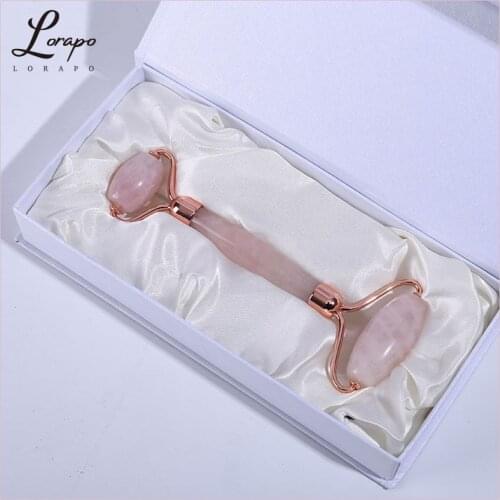 Noise-free Rose Quartz Roller Facial Massager Face-lift Massager Natural Jade Roller Jade Spatula Set Box Massage Skin Care Tool