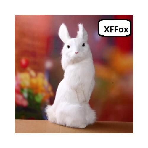 Big real life rabbit model plastic&furs white rabbit doll gift about 30x12x15cm xf2018
