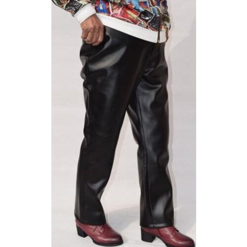 Spring autumn thin motorcycle faux leather pants womens Loose high waist pants personality pu trousers for women waterproof