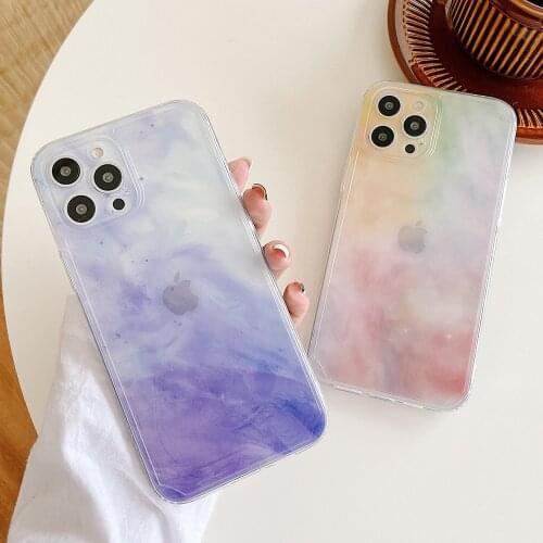 Fashion Colored Clouds Transparent Phone Case For iphone 11 12 mini Pro Max XS X XR 7 8 plus Soft Silicone Shockproof Case Cover