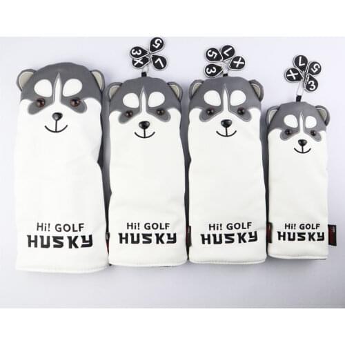 Golf Club #1 #3 #5 Wood Headcovers Husky Driver Fairway Woods cover PU Leather Head Covers Set Protector Golf Accessories