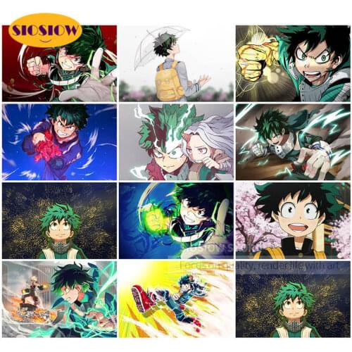 DIY Diamond Painting My Hero Academia Cross Stitch Midoriya Deku Pictures 5d Embroidery Full Square Japanese Anime Handmade Gift