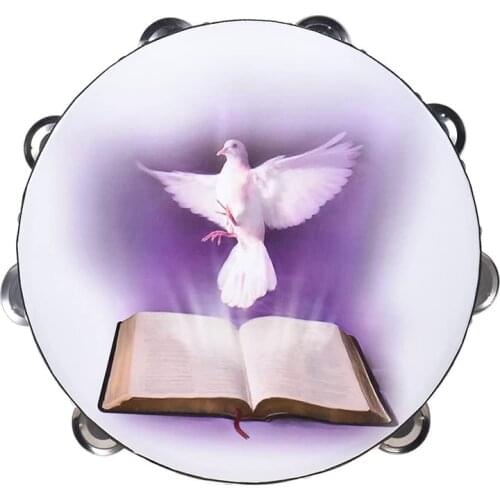 Tambourine Double Row Jingle Percussion Instrument Church Handheld Tambourine Single Row Tambourines with Jingle Bells X