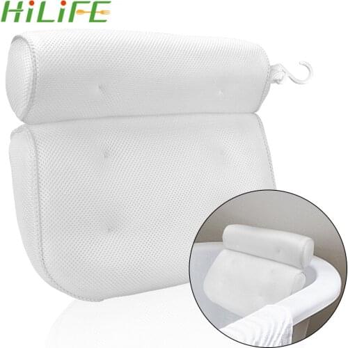 HILIFE With Suction Cups for Neck and Back Support Spa Bath Pillow Bathroom Supply Bathtub Head Rest Pillow 3D Mesh Breathable
