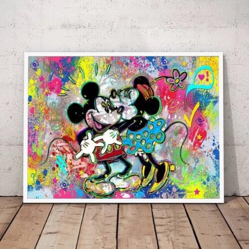 Disney Graffiti Cartoon Mickey Mouse Love Anime Canvas Paintings Posters Prints Wall Art Pictures for Living Home Decor