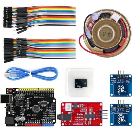 MP3 Player Kit with OPEN-SMART Board Micro SD Card Touch Sensor Module MP3 module and speaker kit for Arduino