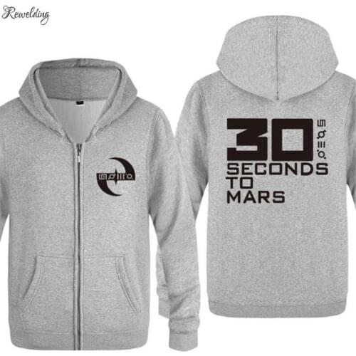 Mens Hoodies Rock 30STM 30 Seconds To Mars Logo Zipper Hoodie Men Hip Hop Fleece Long Sleeve Jacket Coat Winter Mens Sweatshirt