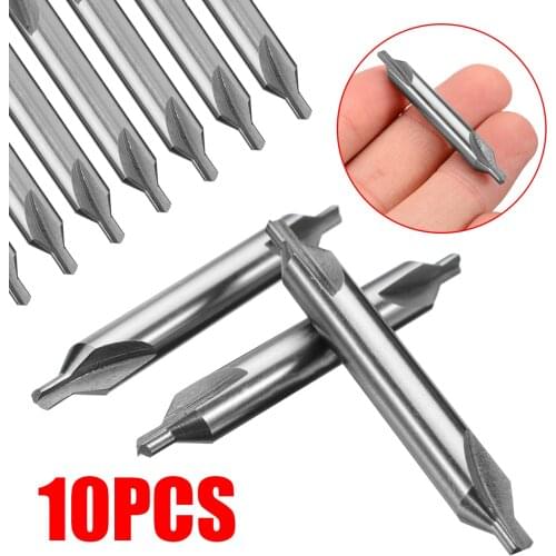 10Pcs HSS Combined Center Drill Bit Set Countersinks 60 Degree Angle Bit Tool 2.5mm Bit Diameter