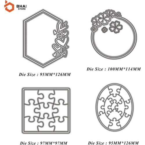 2021 New Lace Frame Square Puzzle Metal Cutting Dies Stencil Scrapbooking DIY Album Stamp Paper Card Embossing Decor Craft