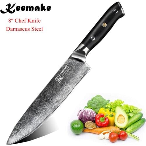 KEEMAKE Chef Knife Damascus Santoku Utility Cleaver Bread Paring Knife Japanese VG10 Steel Sharp Blade Kitchen Knives G10 Handle