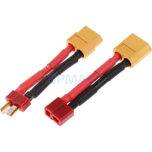 Pair of XT60 to T Connector Male/Female Adapter for RC Lipo Battery 14AWG