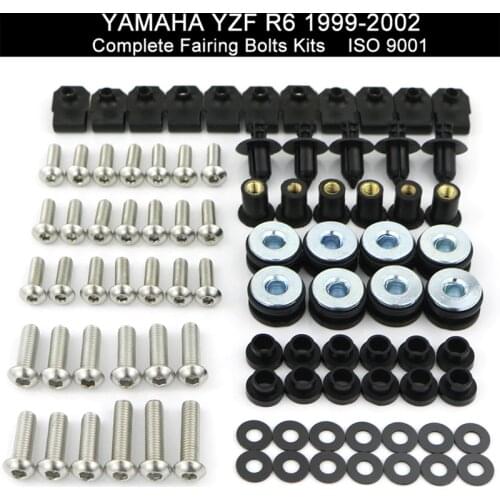 Fit For Yamaha YZFR6 YZF-R6 R6 1999 2000 2001 2002 Motorcycle Complete Full Fairing Bolts Kit Nuts Screws Kit Stainless Steel