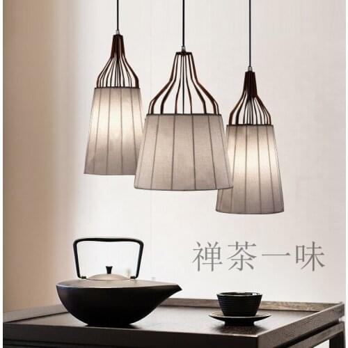 Southeast Asia Cloth Pendant Lights White Fabric Lamps Designer Tea Room Restaurant Bar Table Antique Hanging Lights Fixtures