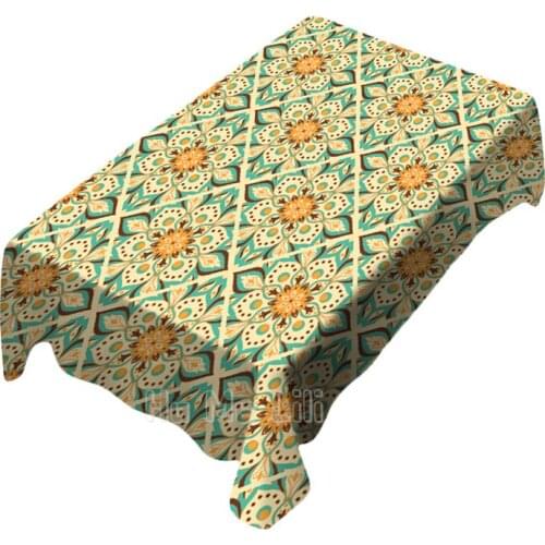 Mandala Floral Pattern Design Rectangle Tablecloth Picnic Bbq Kitchen Dining Decoration