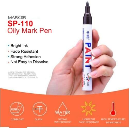 1pc Waterproof Lacquer Oil Pen Car Wheel Tire Pen Mark DIY Black Card Album Oily Metal Pen Permanent Paint Marker Pen 12 Colors