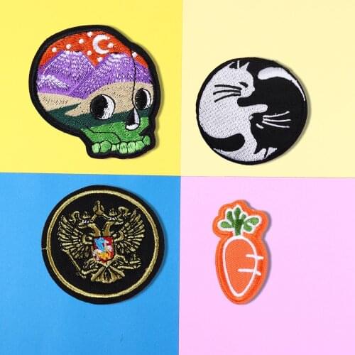 Russian National Emblem Embroidered Cartoon carrot Patches for Clothing Iron on Jeans Kids Appliques Badge Stripe Sticker