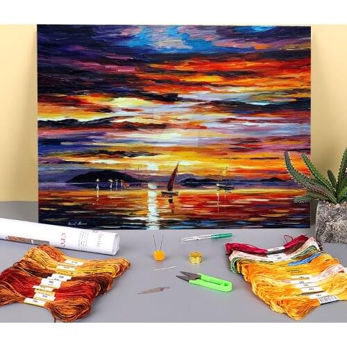 Tierd Clouds Printed 11CT Cross Stitch Kit Embroidery DMC Threads Handicraft Painting Handmade Hobby Jewelry Gift