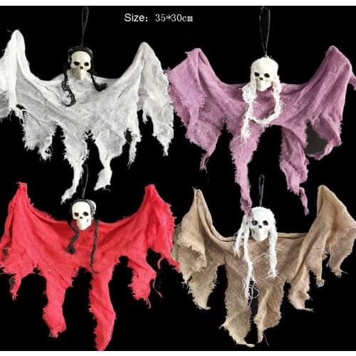 Halloween Hanging Skull Head Ghost Haunted House Escape Horror Props Ornament Halloween Party Decorations for Home Terror Scary