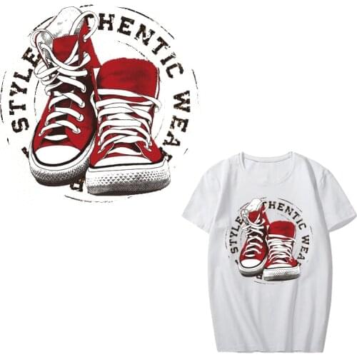 Iron on Shoes Patches for Clothing DIY T-shirt Heat Transfer Vinyl Washable Stickers Letter Patch Appliques on Clothes Press E