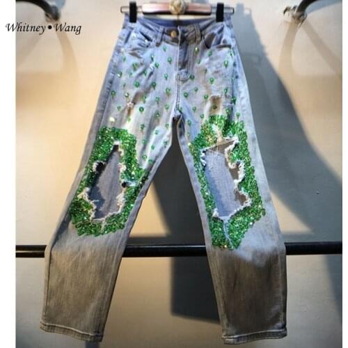 WHITNEY·WANG Womens Ripped Jeans