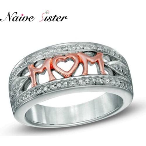 Mothers Day Gifts Fashion Letter Mom Rings For Women Rose Gold Color Copper Mood Ring Female Biker Party Jewelry Love Anillo