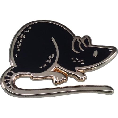 Black rat badge cute pet pin funny shirt jackets accessory