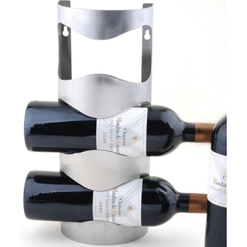 1PC New arrival stainless steel wall mounting type wine holder for 3 bottles bar accessories wine rack KJ 3003