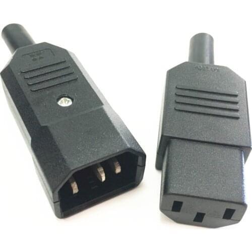 10pcs/lot IEC320 AC 250V 10A C14 Male + C13 Female Inline Rewirable Main Power Socket Plug Connector New Arrival