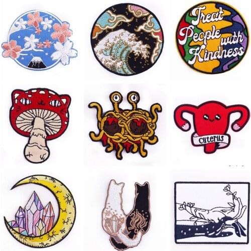 Pulaqi 10PCS Embroidery Patch Wholesale Patch Iron On Patches For Clothing Punk Hippie Cartoon Wholesale Dropship Custom Patch