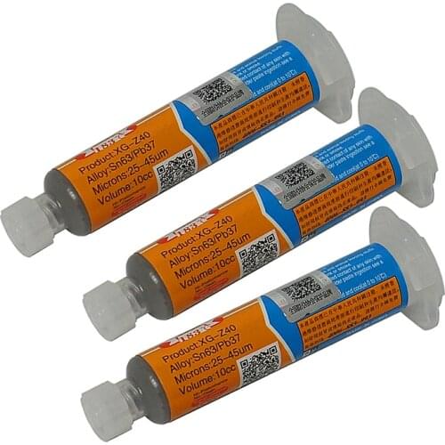 3pcs/lot 10cc Needle Shaped Xg-z40 Solder Paste Flux Sn63/Pb37 25-45um Syringe to Mobile Phone BGA Repairing