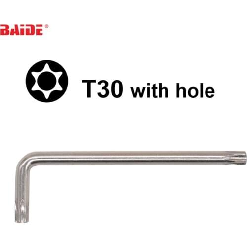 5.5*28*90mm CR-V Steel Torx T30 L Key Screwdriver With Hole Safety Screw driver Spanner Professional Repair Tools 1000pcs/lot