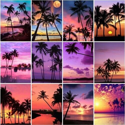 Full Square Round Diamond Painting Tree Seaside Cross Stitch Home Decor Diamond Embroidery Landscape Mosaic Forest Handmade