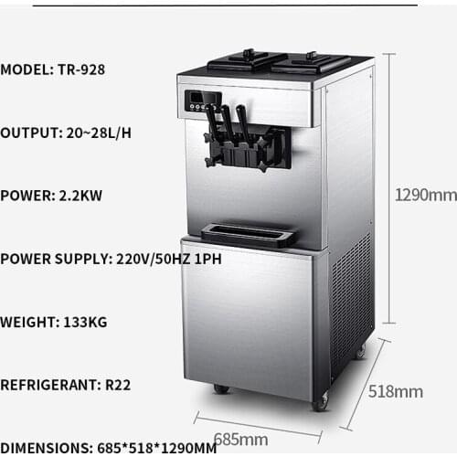 3 Flavors Snack Shop Ice cream machine 220v commercial vertical desktop soft ice cream machine 20~28L/h