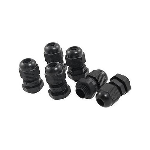Baomain 50Pcs Black Plastic Waterproof Connectors PG7 Cable Glands
