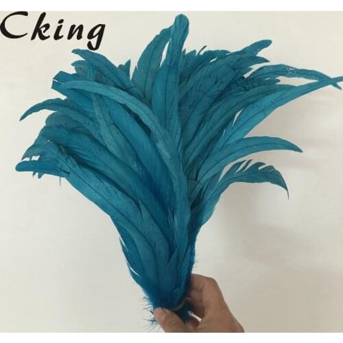 Free shipping 100pcs Turquoise Blue Color Dyed high quality Rooster coque Feathers 20-25cm 8-10inch
