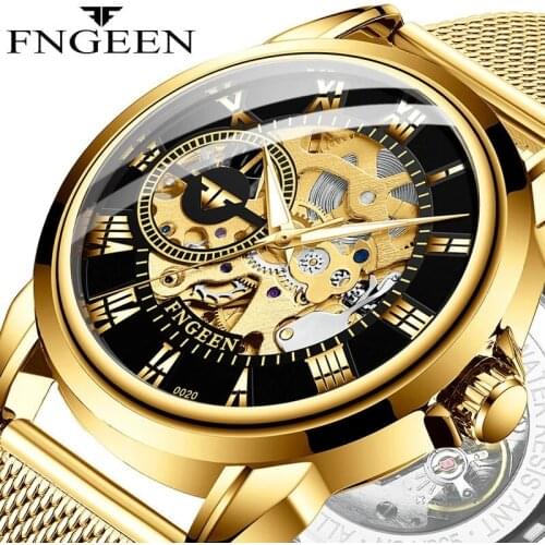Mens Watches Top Brand Luxury Stainless Steel Strap Wristwatch for Men Gold Clock Stylish Automatic Mechanical Watch Man Watches