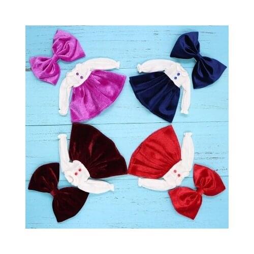 DBS Blyth icy 1/6 doll outfit velvet dress with hairpin clothes four colors 30cm joint body Licca girl gift