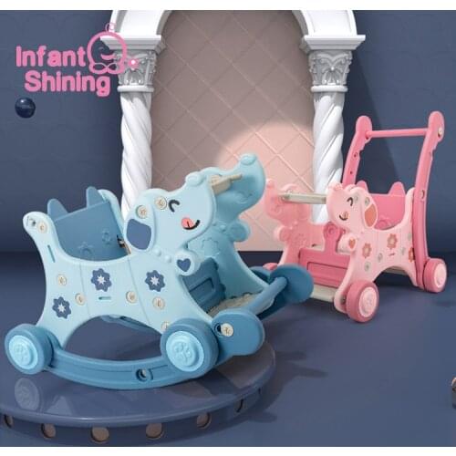 Infant Shining Baby Rocking Chair 2 in 1 Children Rocking Horse Animal Trojans Birthday Gift for 1-3Y
