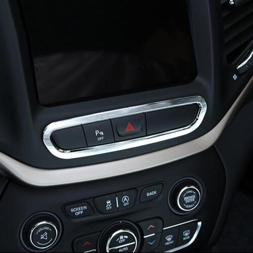 For Jeep Cherokee KL 2014 2015 2016 2017 2018 ABS Chrome Car center console Control button Emergency switch frame Cover Trim