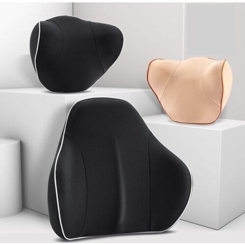 Office Memory Sponge Waist Lumbar Cushion Car Interior Supplies Travel Air Plane Cozy Neck Pillow Suit Headrest+ Backrest Pillow