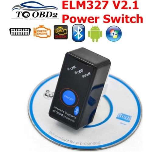 ELM327 with Power Switch Bluetooth V2.1 ODB2 ODBII OBD II ELM 327 Bluetooth Tester for Torque Android Auto Diagnostic Scan Tool