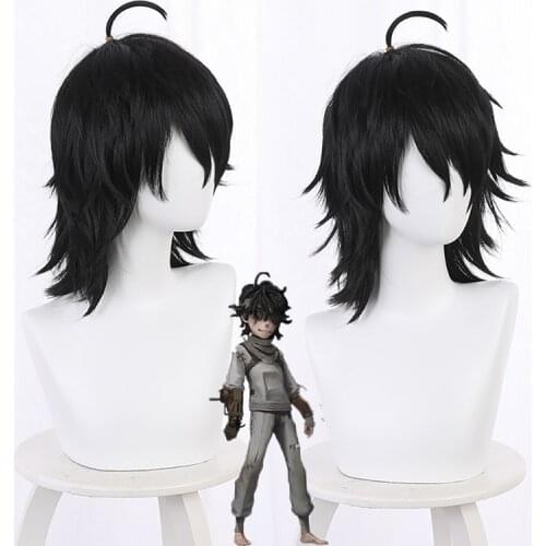 Game Identity V Cosplay New Survivor Patient Emil Halloween Play Party Stage High Quality Short Curly Black Hair Wig+Hairnet
