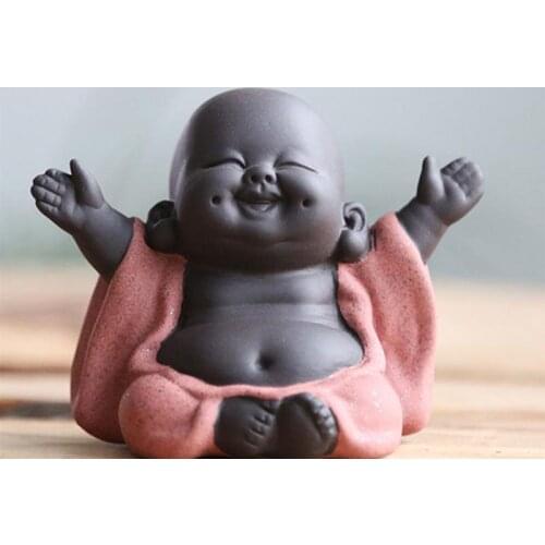 Ceramic Maitreya Buddha Statue Tea Sculpture Hand Carved Figurine Craft Display Ornament Home Tea Ceremony Decoration