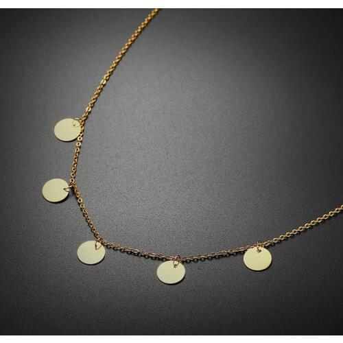 Vnox Gold Tone Coin Choker Necklace Women Stainless Steel kolye colar Accessories