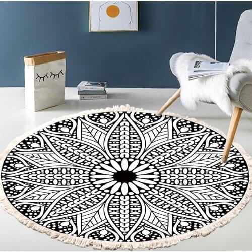Nordic Style Living Room Carpet Imitation Cotton Linen Bohemia Round Mat Decor Woven Prayer Bedroom Rug Children Play Area Rug