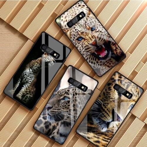Leopard Tempered Glass Phone Case For Samsung Galaxy S8 S9 S10 S20 PLUS J8 J6 J4 2018 NOTE 8 9 10 Cover Shell