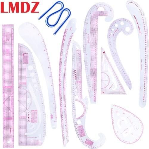 LMDZ 11Pcs Multi-function Clothing Sample Cutting Ruler Metric Yardstick Rulers Drawing Tailor Ruler Curve Yardstick Sewing Tool