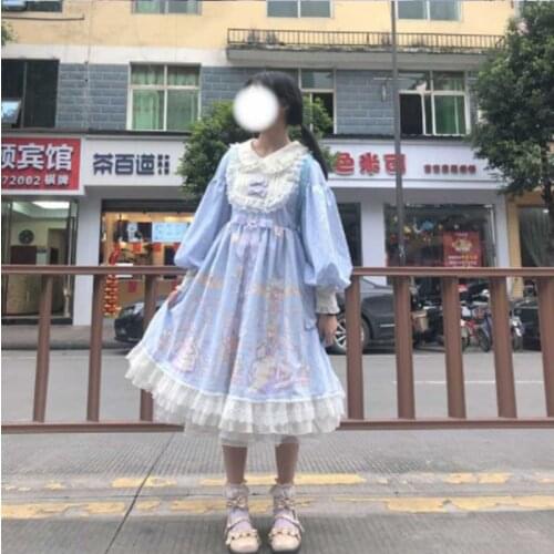 Cute loli suit long sleeve lolita angel op lolita fairy Princess tea party sweet lolita dress vintage lace bowknot high waist